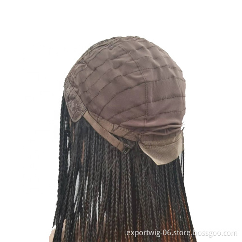 24Inch Long Wavy Curl Box Braid Wig With Curly End African synthetic Braided Wigs For Women Heat Resistant Braiding Hair Wig